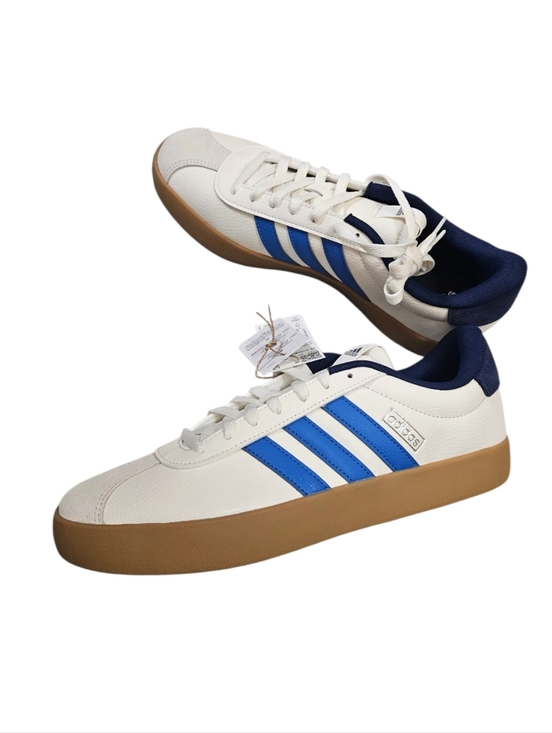 adidas White Sneakers with Royal Blue Stripes VL Court 3.0 Mens NEW